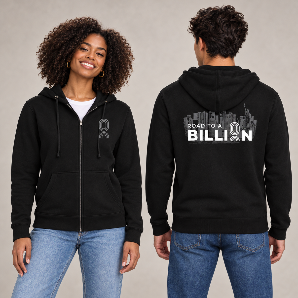 Road To A Billion Full Zip NYC Skyline Hoodie