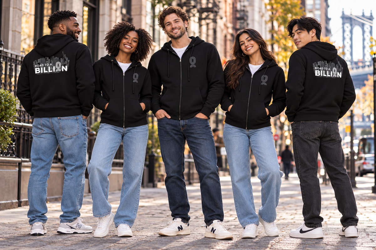 Road To A Billion Full Zip NYC Skyline Hoodie