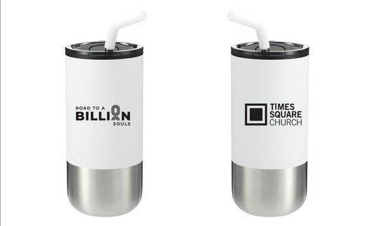 Times Square Church With Road To a Billion Tumbler